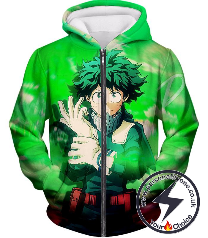 My Hero Academia Green One for All Izuki Midoriya Zip Up Hoodie